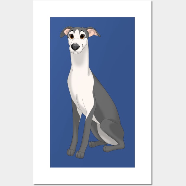 Black White Whippet Dog Whippet Posters and Art Prints